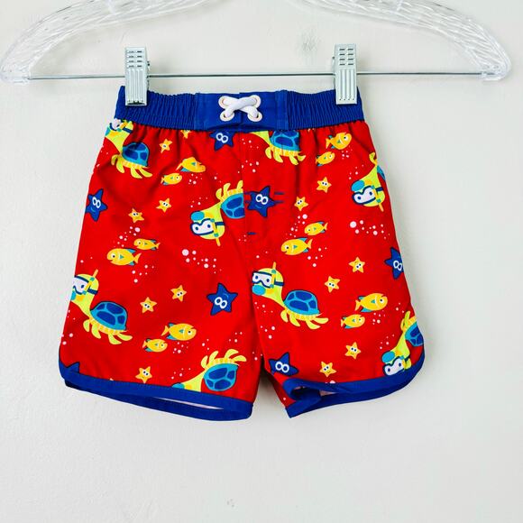 Wonder Nation Baby Boys Swim Trunks Shorts Mesh Insert Red Fish Print Size 12M - Picture 1 of 6